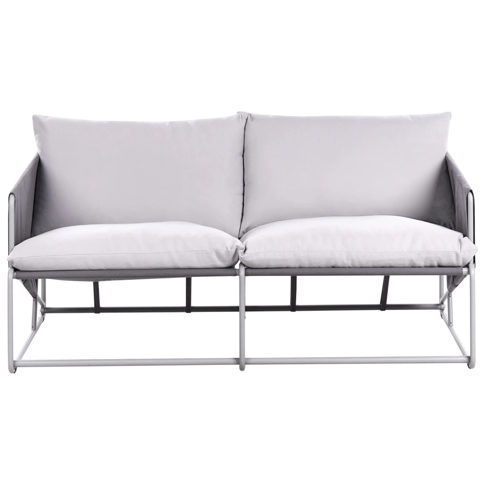 Divano basso oversize in metallo con cuscini schienale e seduta Arredamento da interno ed esterno Giardino Grigio stile moderno e rustico
