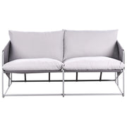 Divano basso oversize in metallo con cuscini schienale e seduta Arredamento da interno ed esterno Giardino Grigio stile moderno e rustico