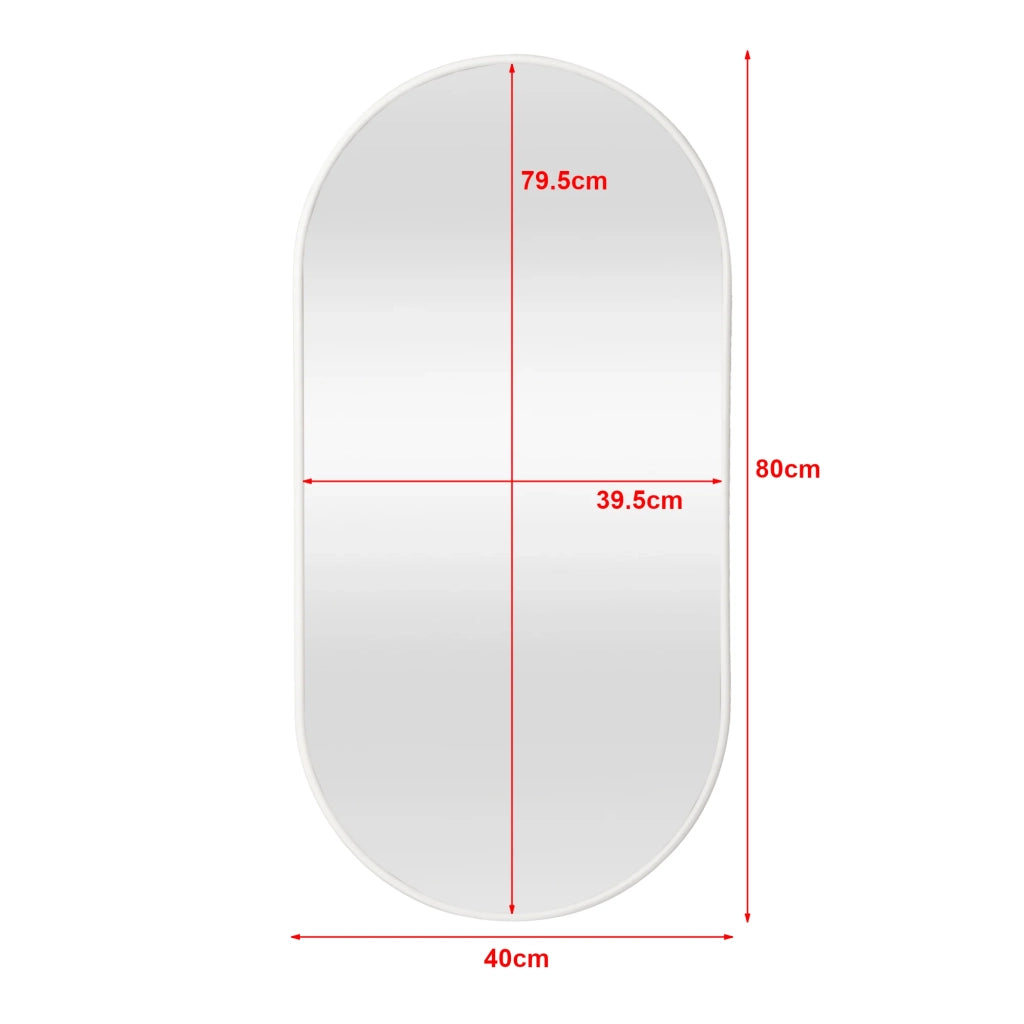 Specchio da parete ovale 40 x 80 cm bianco opaco 03_0007954