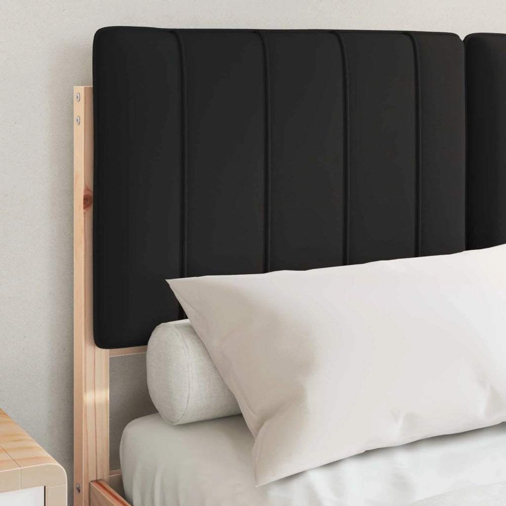 Letto con Testiera Rivestita Naturale e Nero 120 x 200 cm