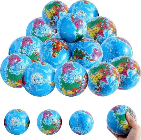 20 Pezzi di Sfera Anti-Stress a Mondo 55 cm - Piccola Sfera Anti-Stress Mini-Mondo - Giocattolo per Bambini e Adulti