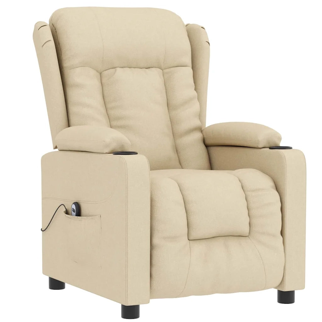 Poltrona Elettrica Reclinabile-Divano Sedia Crema in Tessuto 537935