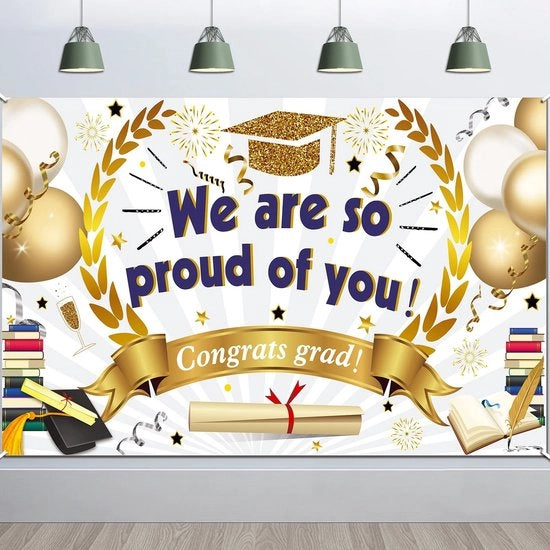 Banner di Congratulazioni per l'Abitudiniere - Decorazione da Tavola - Foto Stand - Sfondo - Facile da Utilizzare - Banner di Abitudiniere