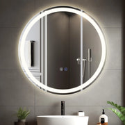 ZMH Specchio da Bagno con Luce LED Rotondo 80 cm con Interruttore Touch e Sensore IP44 Dimmabile 3000-6500K