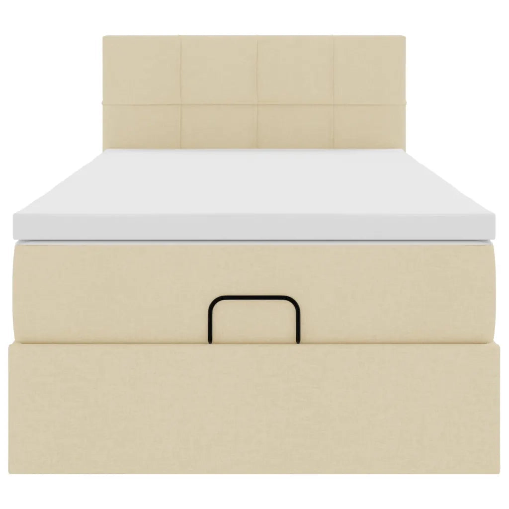 Struttura Letto Pouf con Materasso Crema 80x200 cm in Tessuto 3311419