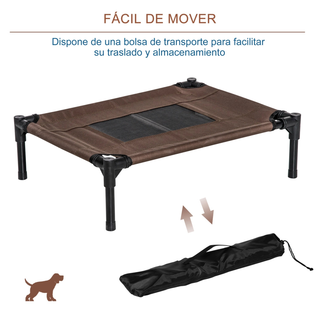 Letto per Cani Gatti Portatile con Zona a Maglia ¨C Zephmum ¨C 61x46x18 cm Marrone