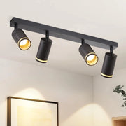 ZMH Faretto da soffitto Nero 4 Luci GU10 Orientabile da Interno in Metallo per Corridoio Soggiorno Senza Lampadine