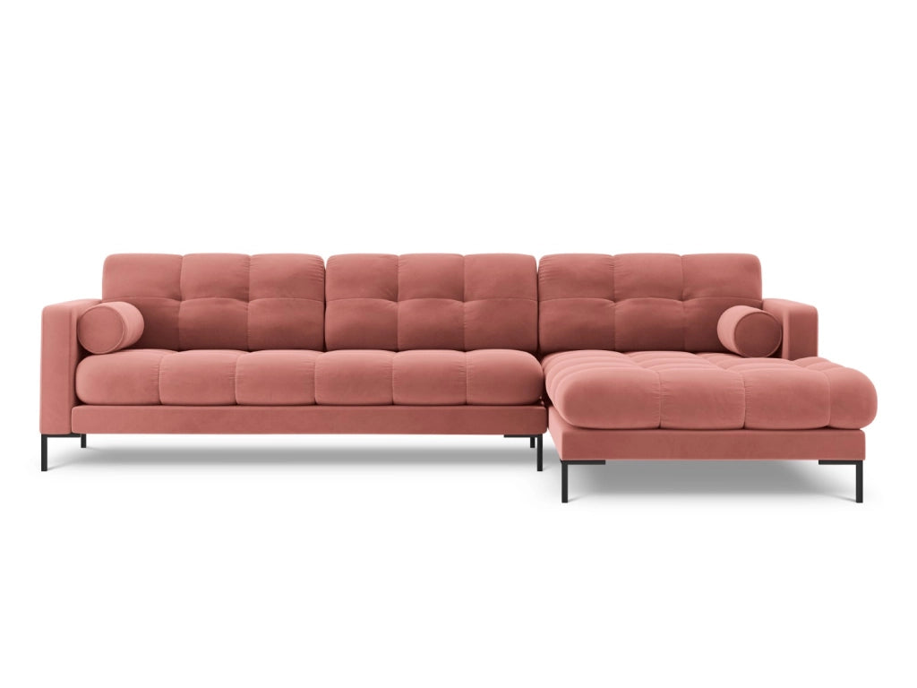 Cosmopolitan Design - Divano angolare destro "Bali" 5 posti in velluto rosa 