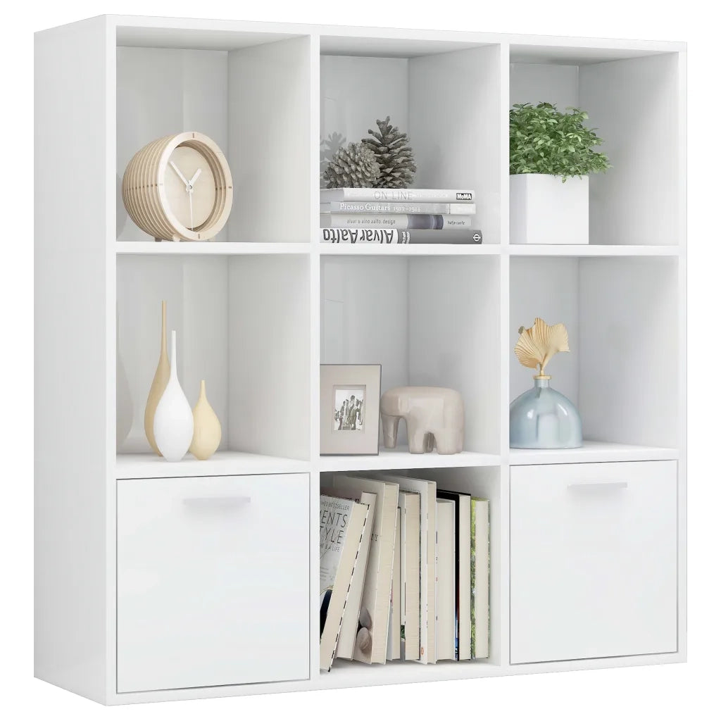 Libreria Bianco Lucido 98x30x98 cm in Legno Multistrato 801122