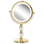 Specchio da tavolo double face per trucco a LED metallo dorato ø 13 cm 1x / 5x