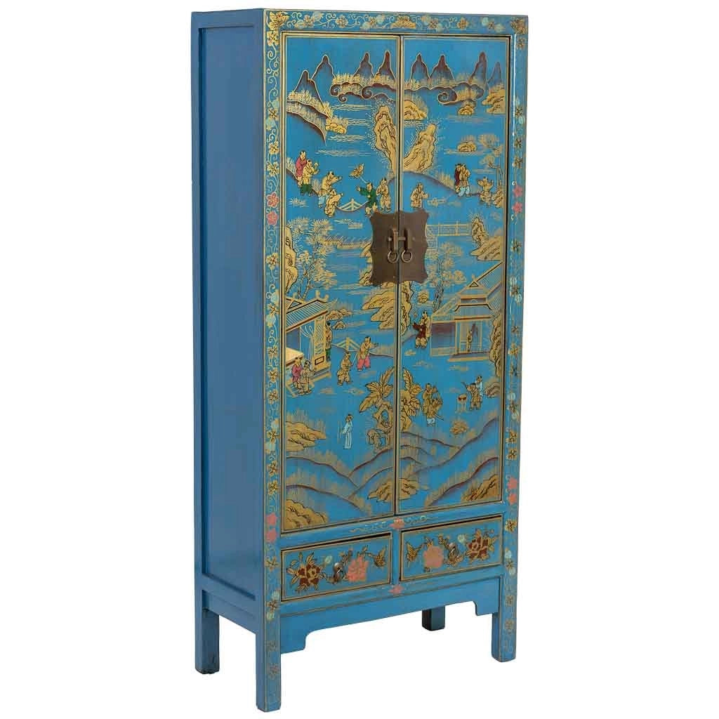 Armadio in legno blu 80x38,5x174,5cm