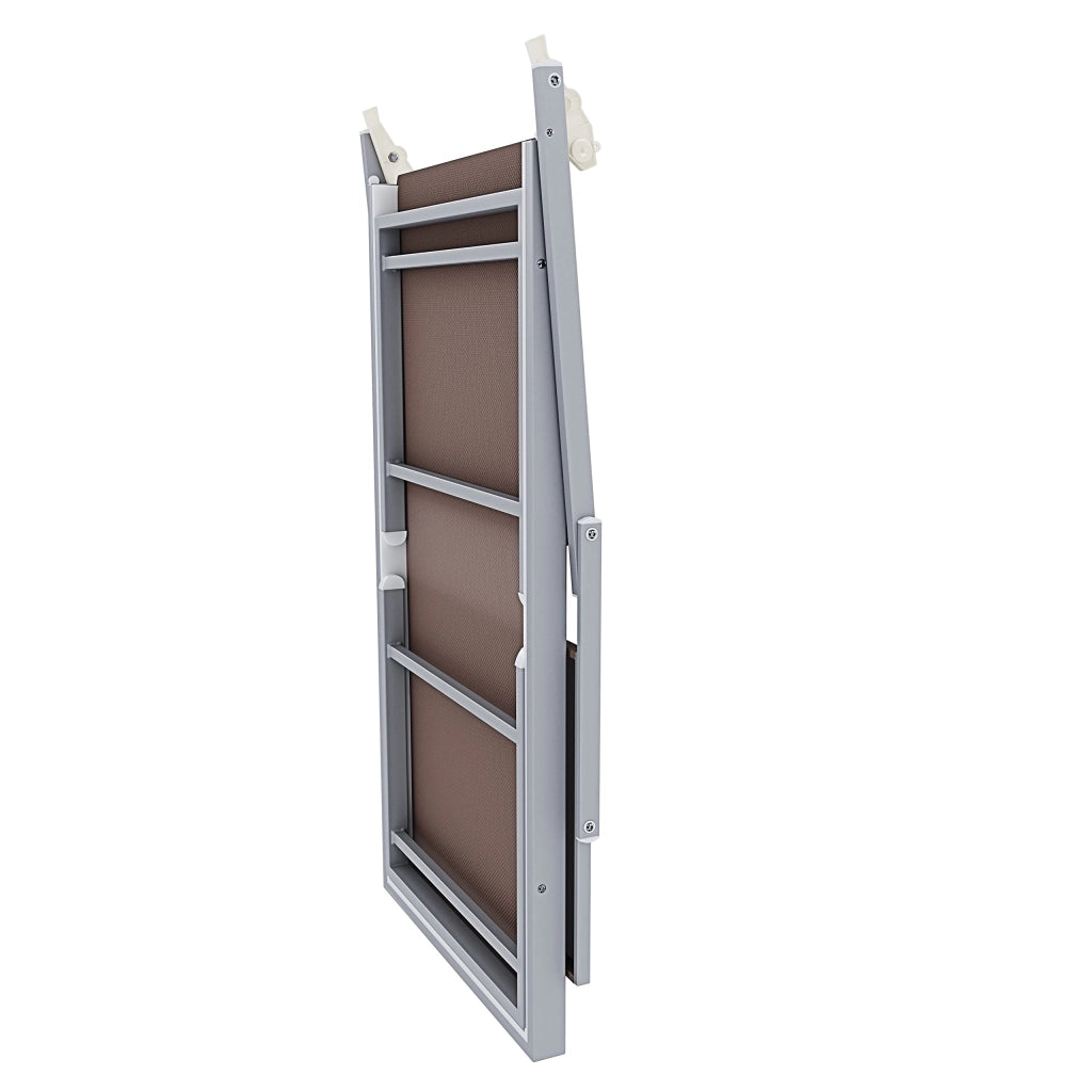 Lettino Prendisole Pieghevole Professionale In Alluminio Tessuto Textilene 720 gr/m² Tettuccio Orientabile Parasole Sdraio Prendi Sole Mare Spiaggia Piscina Giardino 182 x 60 x 38 cm (Tortora)