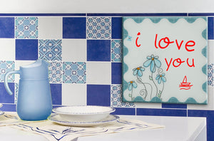 Lavagna in Vetro con Pennarello Flower 50x1x50 cm Vetro