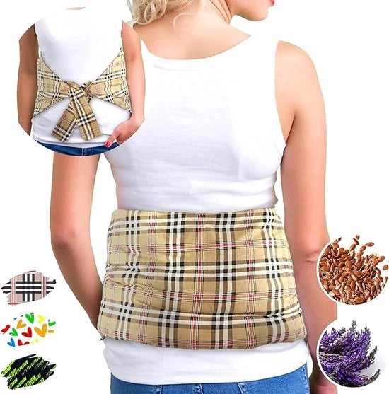 Cuscino termico per il forno a microonde con cuscino per il mal di schiena (50x25 cm) - Cuscino riscaldante per l'addome - Cuscino di calore con fodera lavabile, 100% cotone e profumo di lavanda
