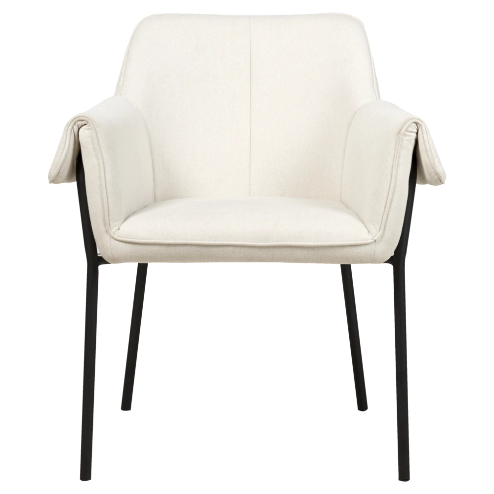 Poltrona da salotto con poggiatesta in tessuto beige con gambe nere elegante soggiorno glamour