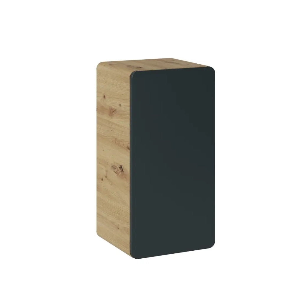 Mobile da bagno ERBANO - 1 porta - Colori quercia chiara e grigio antracite - H68 cm - Da appendere
