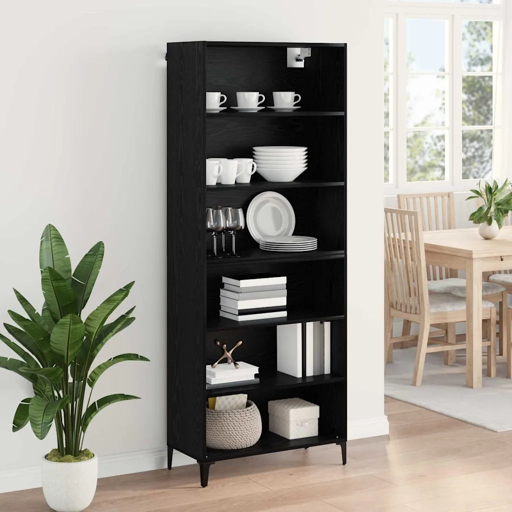 Credenza Rovere Nero 69,5 x 34 x 180 cm Legno multistrato 3416188