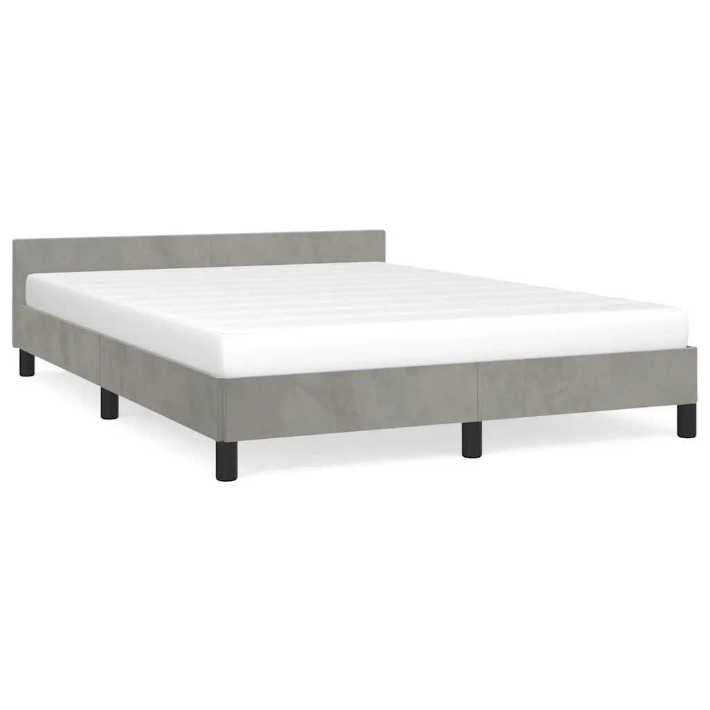 Giroletto con Testiera Grigio Chiaro 140x190 cm in Velluto cod mxl 64628