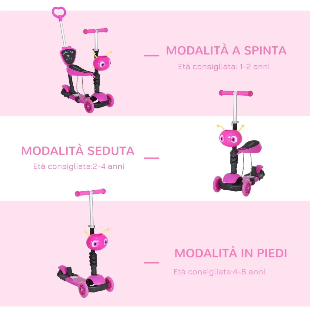 Monopattino per Bambini 3 Ruote con Sedile e Maniglione ¨C zephmum ¨C Altezza Regolabile