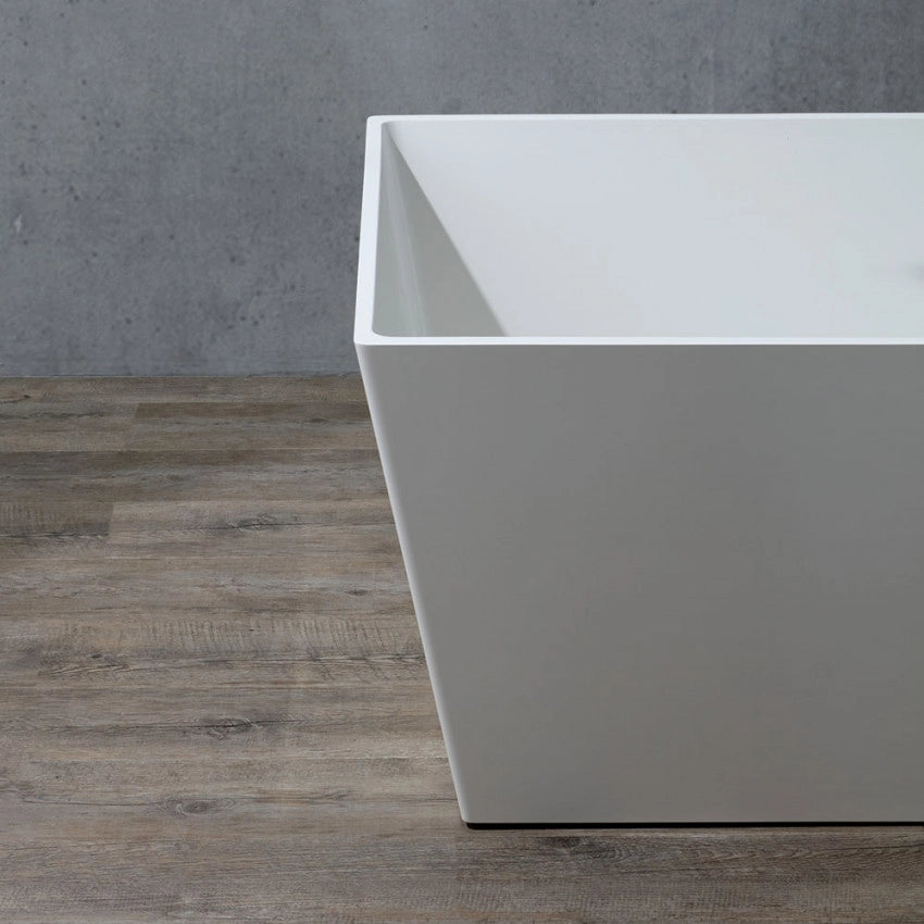 Vasca da bagno moderna freestandig in marmo resina rettangolare bianca 160cm Badok Okyo