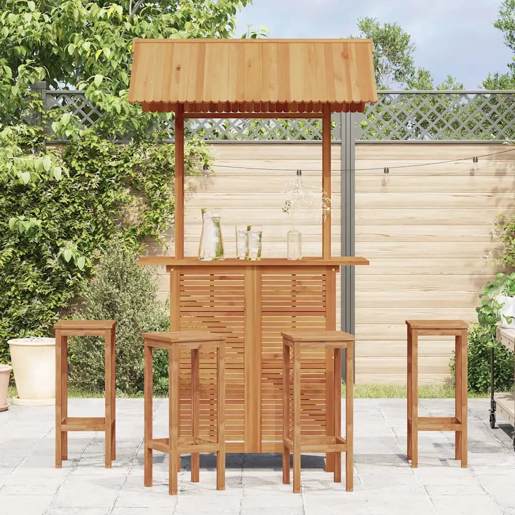 Tavolo Bar Esterno con Tetto 113x106x217cm Massello di Acacia 45909