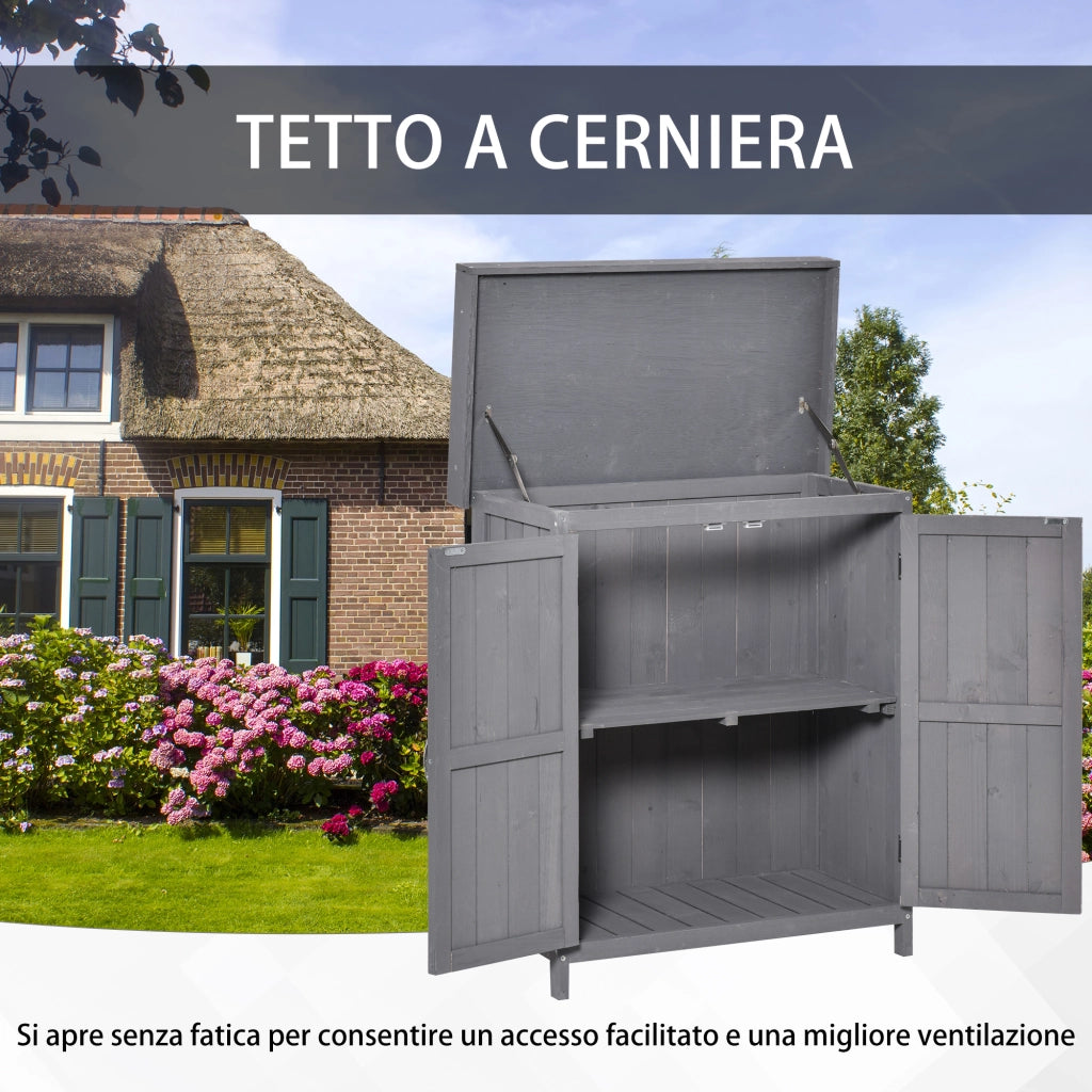 Armadio da Giardino ¨C Zephmum ¨C Legno di Abete, Grigio Scuro, 74x43x88 cm