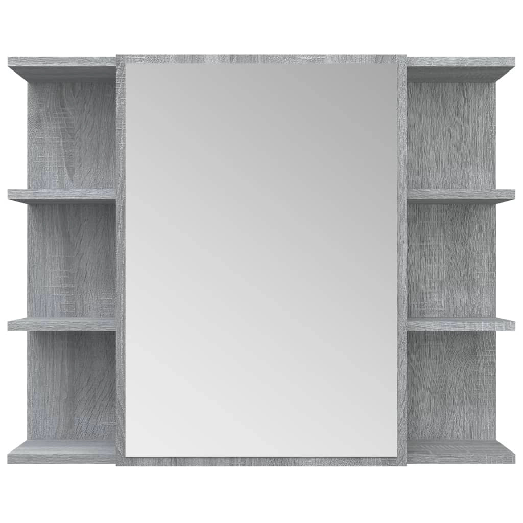 Mobiletto specchio da bagno 80 x 20,5 x 64 cm legno grigio 02_0006741