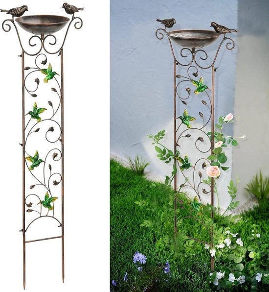 Vogliamo Badkom con rete per giardino per esterno vintage Vogliamo Badkom per piante rampicanti - fiori sostegno libero - contenitore metallico rimovibile (colibrì) vogliamo Badkom su base