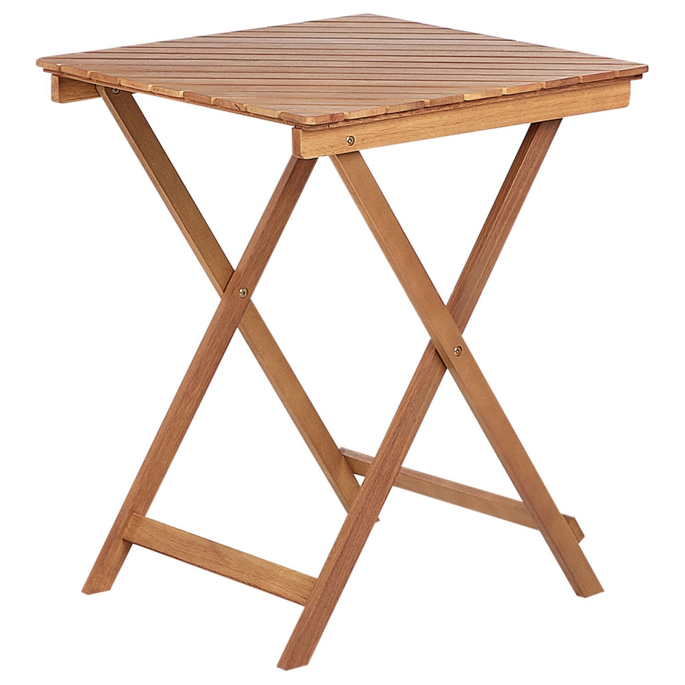 Set da bistrot 3 pezzi in legno massiccio di eucalipto chiaro 2 sedie e tavolo da tè pieghevole a doghe