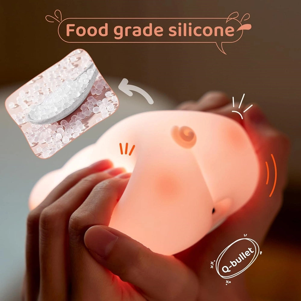 Trade Shop - Luce Notturna Forma Maiale Per Bambini In Silicone Dimmerabile Lampada Ricaricabile -