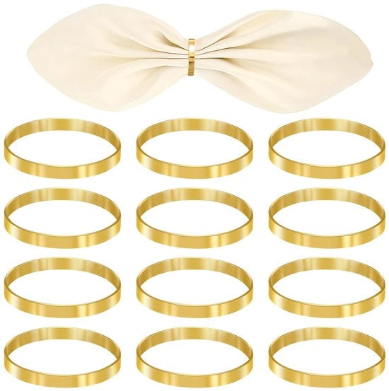 Servetringhe in Oro - 12 pezzi - Decorazione da tavola elegante - Materiale di alta qualità - Dimensioni 4,2 x 0,5 cm