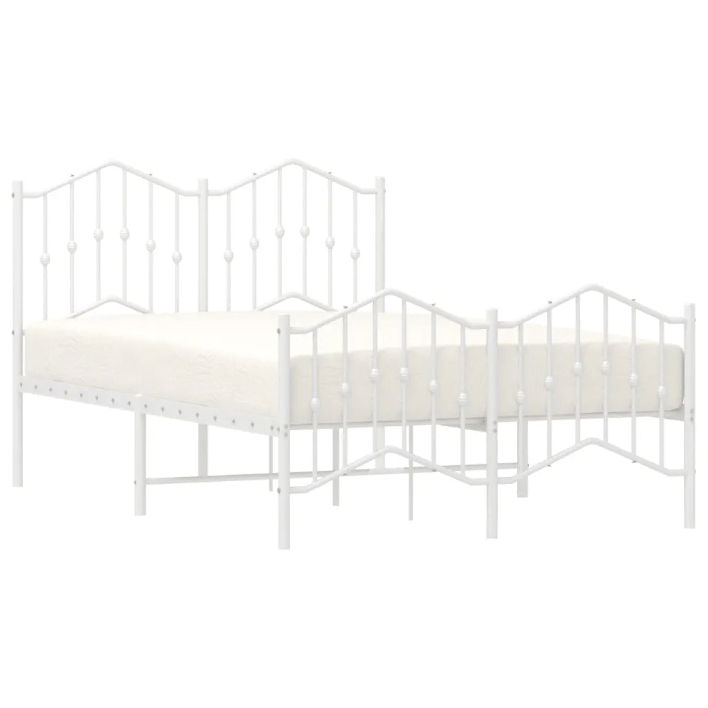 Giroletto con Testiera e Pediera Metallo Bianco 120x190 cm 373853
