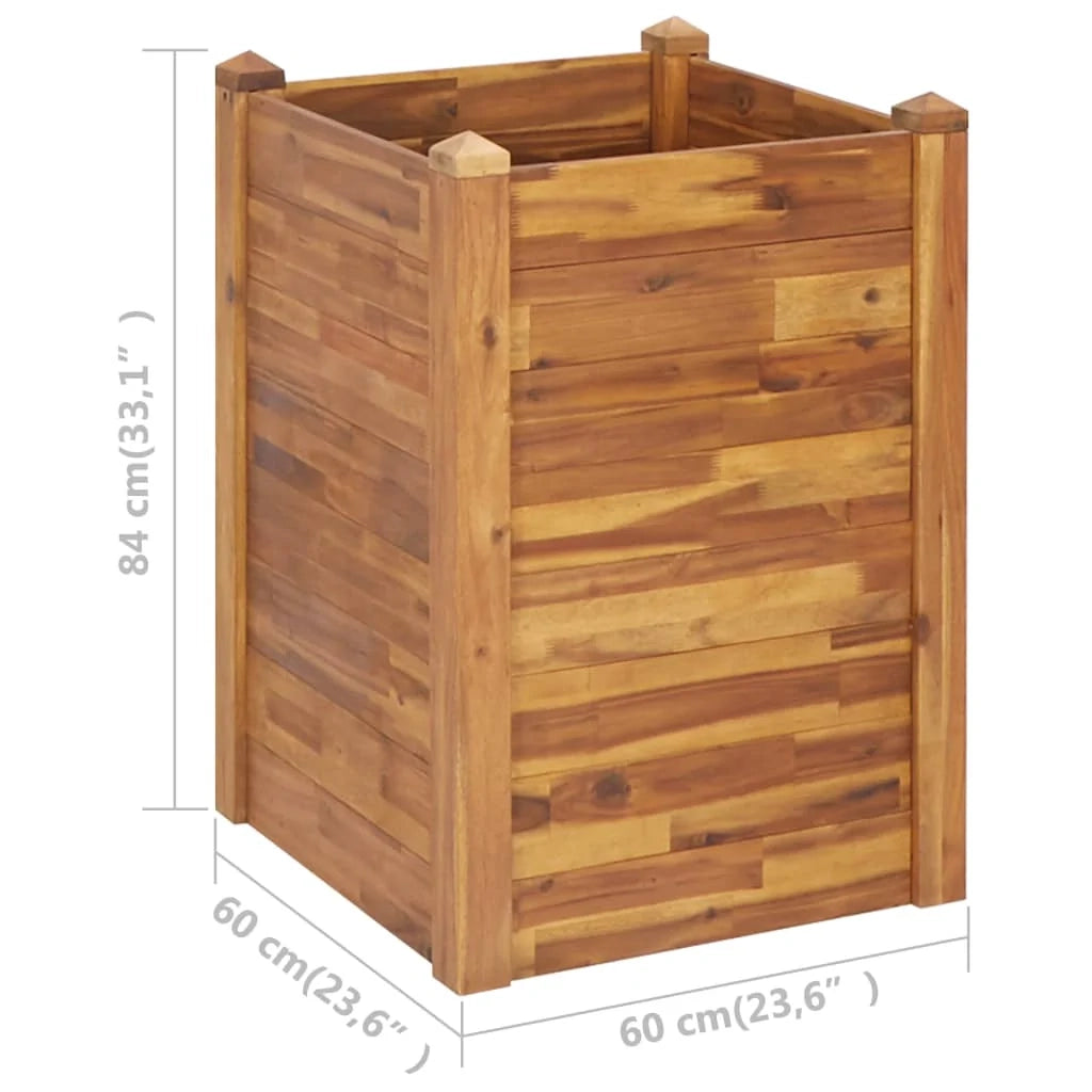 Fioriera rialzata per piante e fiori giardino 60 x 60 x 84 cm legno massello di acacia 02_0001072