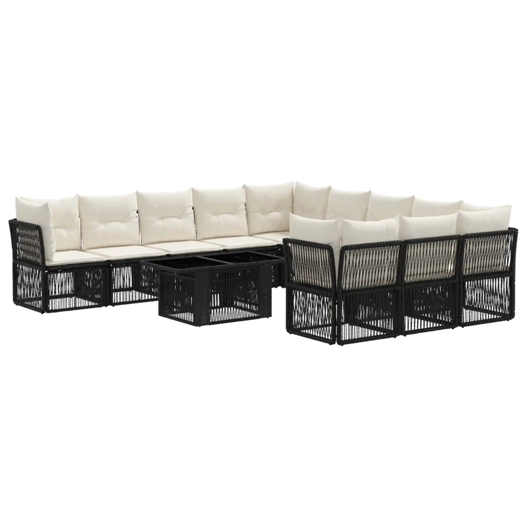 Set Divano da Giardino 12 pz Nero polyrattan 3436549