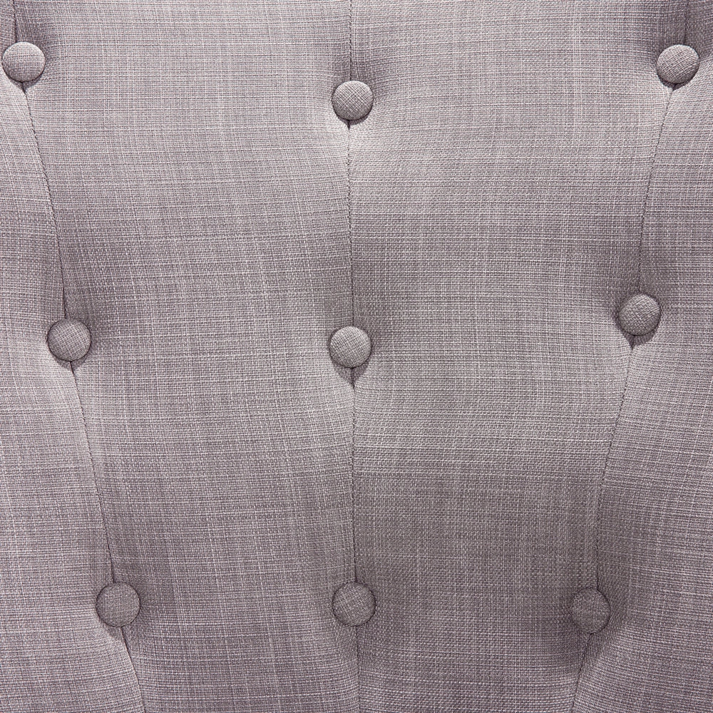 Poltrona Rivestimento In Tessuto Grigio Con Bottoni Gambe In Legno Stile Retrò
