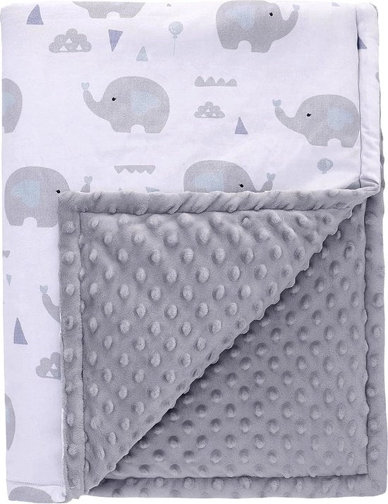 Deken per bambino per l'inverno, deken per neonato, deken per casa, deken con imbottitura per bambino con tessuto a tre strati di cotone, deken per divano, deken per bambino, regalo per il battesimo, 75 x 100 cm, elefante.