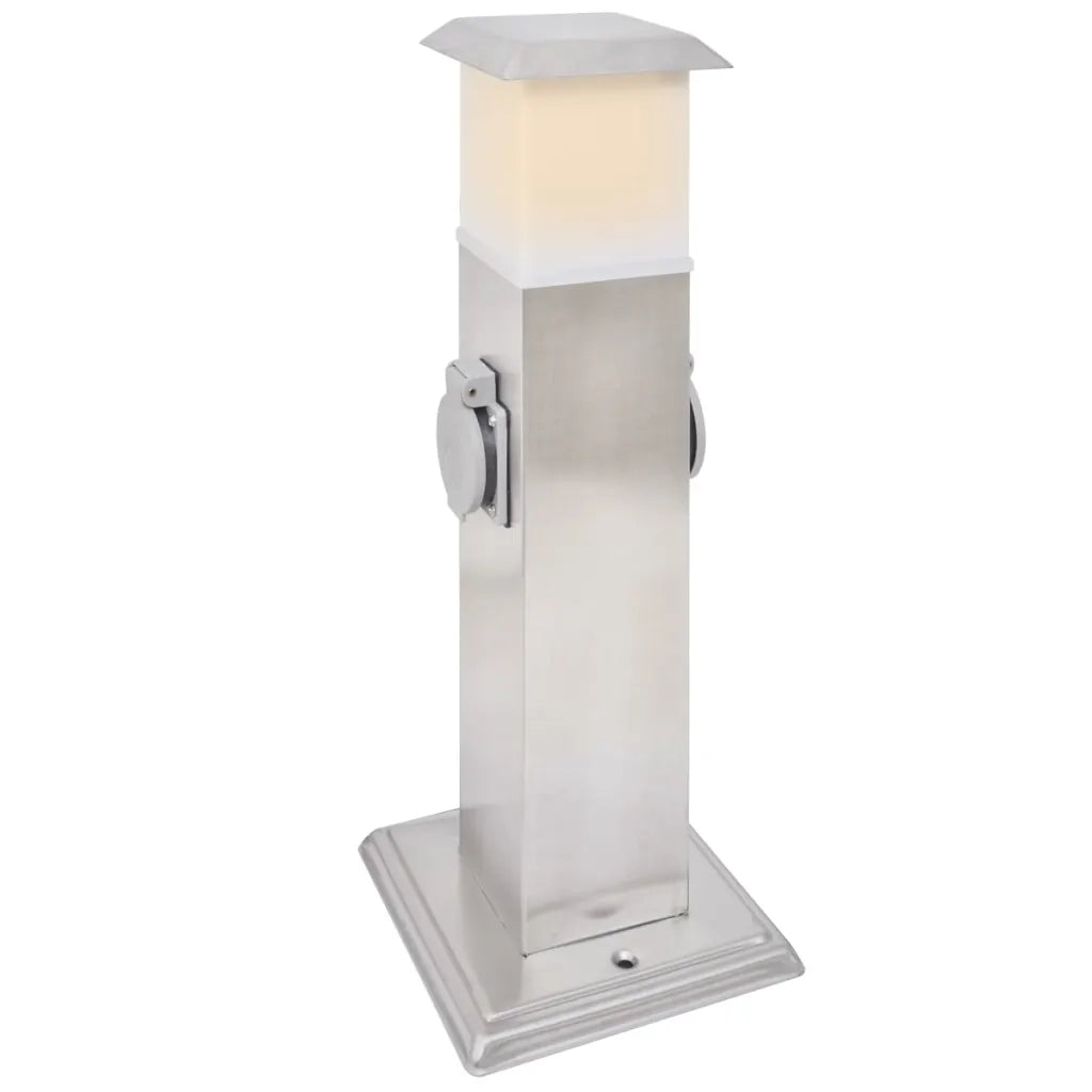 Presa Elettrica da Giardino a Pilastro Acciaio Inossidabile con Luce 41238