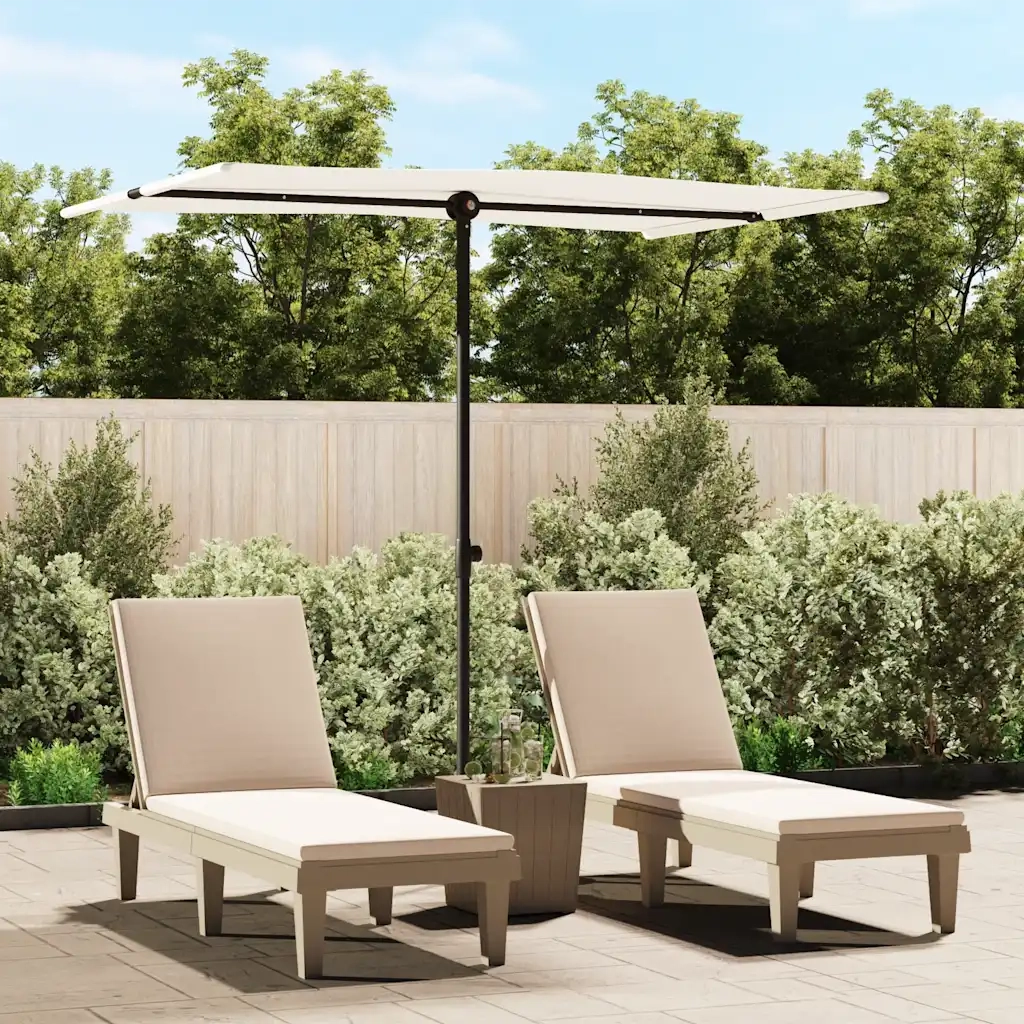 Ombrello | Parasolne da Giardino Palo in Alluminio 2x1,5 m Bianco Sabbia