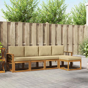 Set di divani da esterno con cuscino 5 pcs Naturale e Beige 3366266