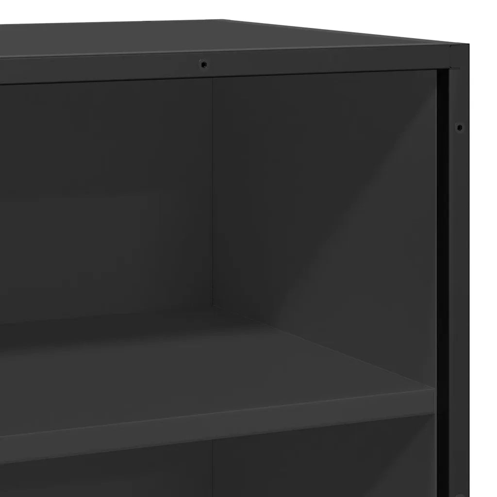 Credenza Rovere Nera 68x35x76 cm in Truciolato e Metallo 848974