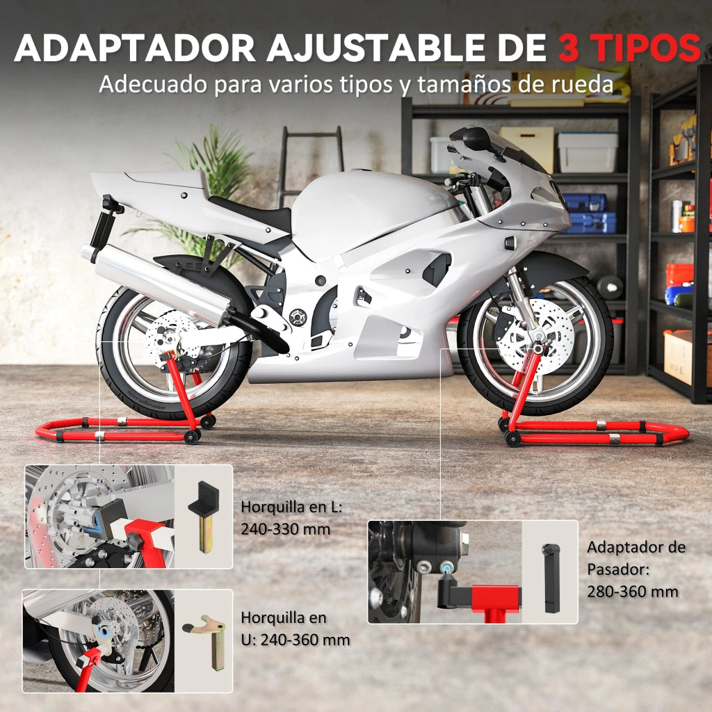 Cavalletto per Moto Anteriore e Posteriore ¨C Xylo ¨C Capacit¨¤ 390 kg con Adattatori a U e L