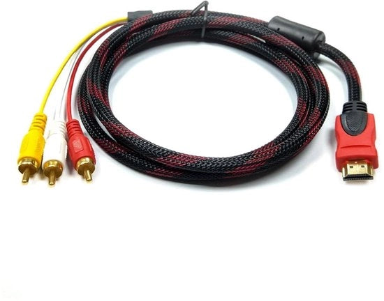 Cavo HDMI a 3 RCA - Adattatore RCA a HDMI - Cavo audio-video con contatti dorati per TV senza ingresso HDMI