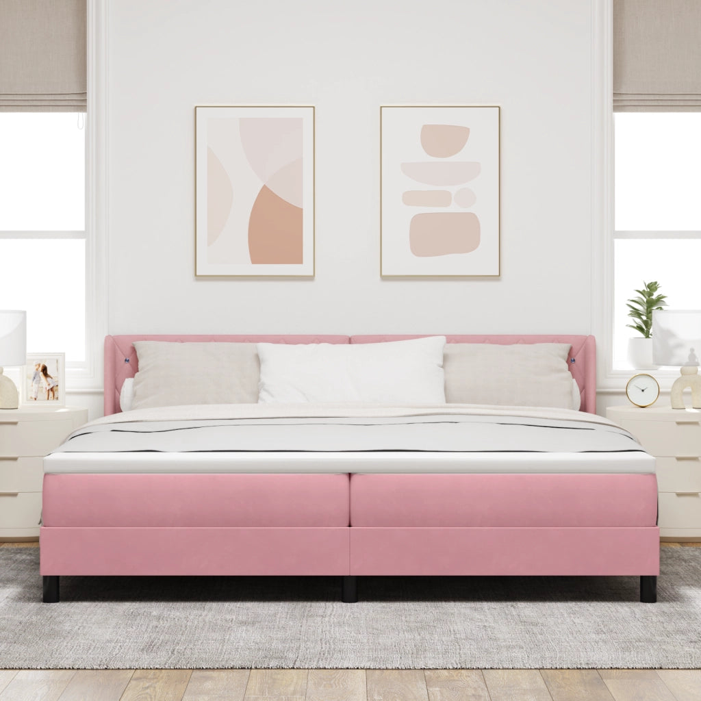Letto a Molle con Materasso Rosa 200x200 cm Velluto