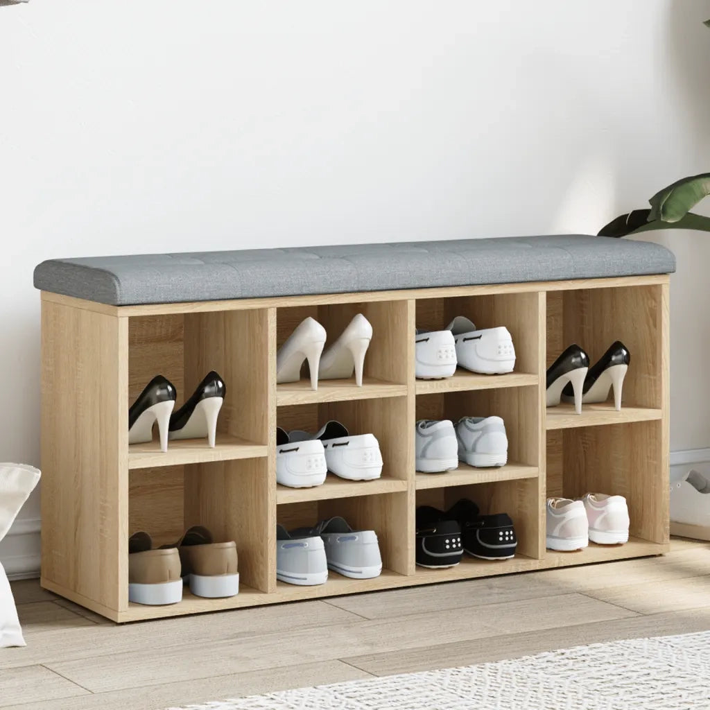 Panca Porta Scarpe-Sgabello-Panca Scarpiera Rovere Sonoma 102x32x50 cm Legno Multistrato 446491