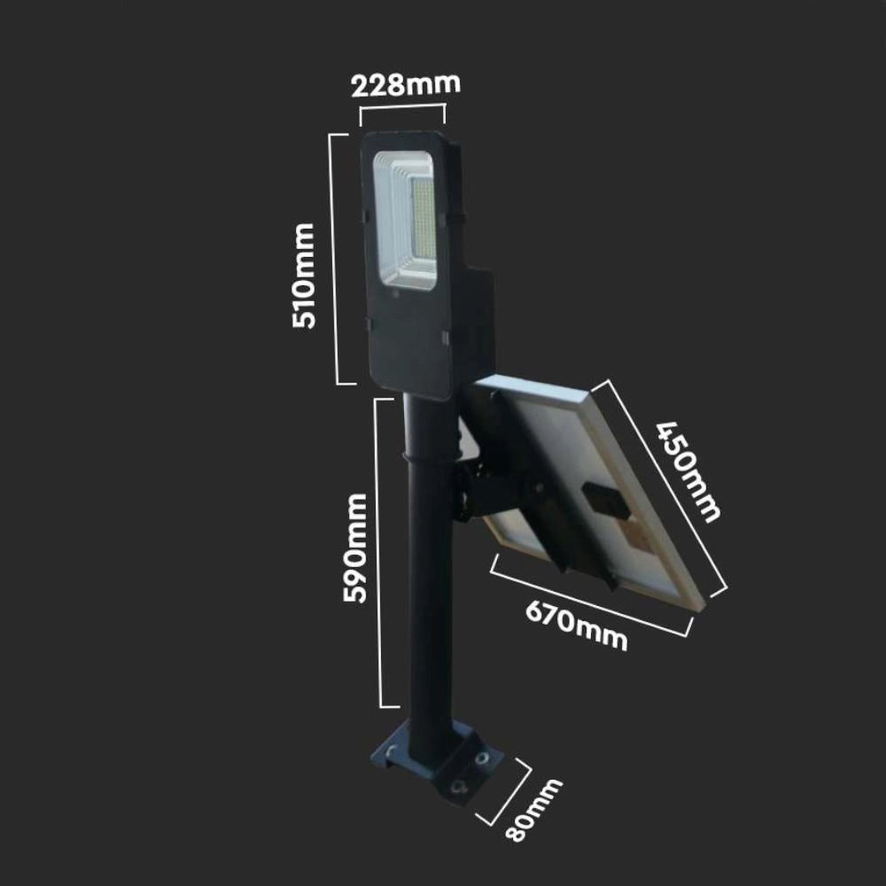 Lampione LED solare ibrido 50W 4000lm 4000K IP65 V-TAC
