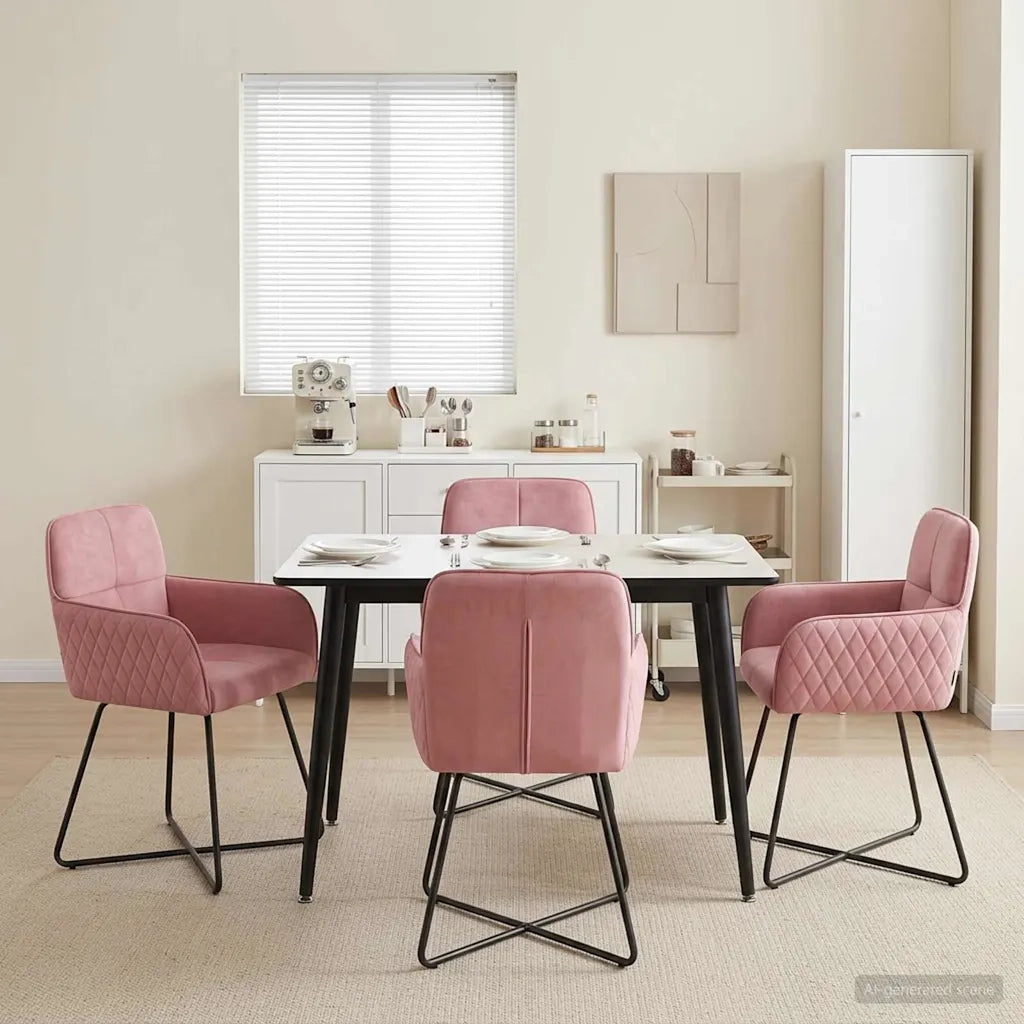 Sedie da pranzo 4 pcs Velluto (V) Rosa 59 x 56,5 x 86 cm 3428212