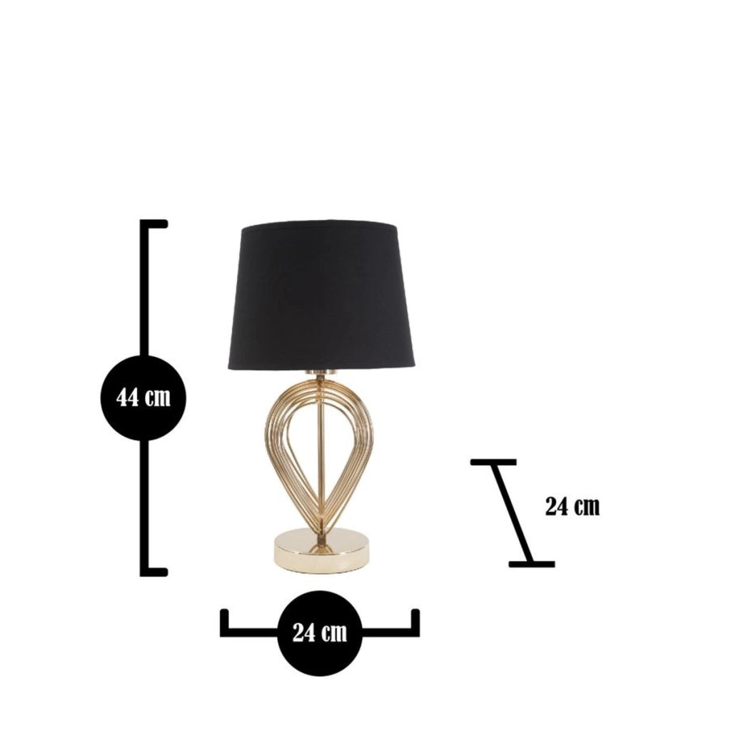 Lampada da Tavolo VKH124, Nero, Metallo, 24x24x44 cm