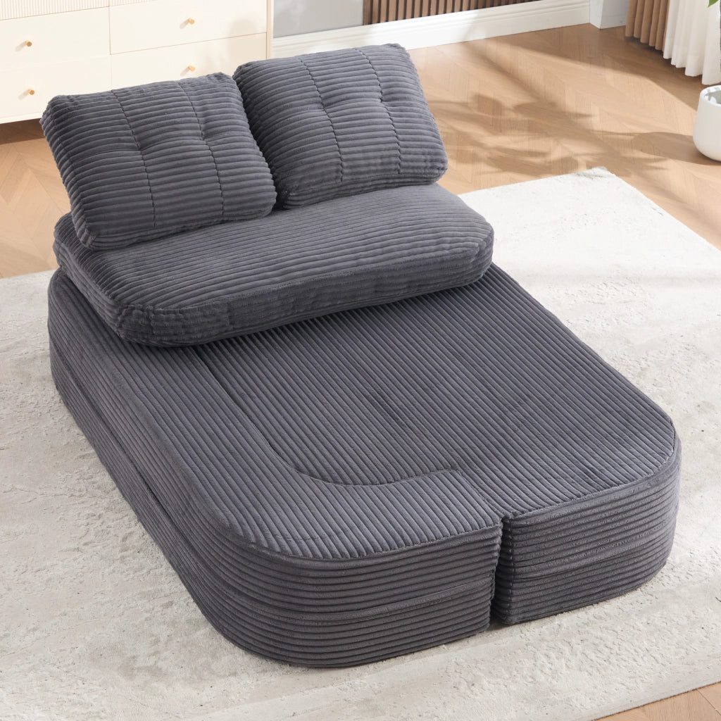 POLTRONA LETTO 2 IN 1 In Corduroy Grigio Scuro con Portabicchieri