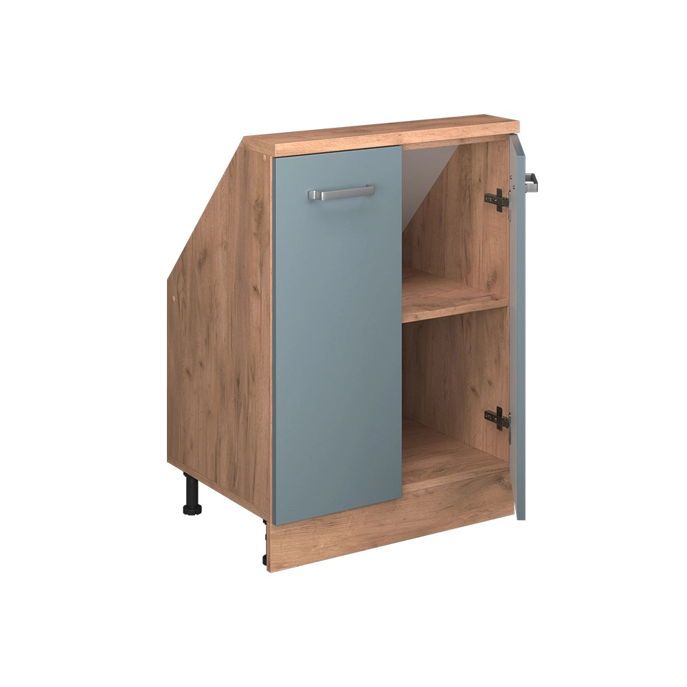 Mobile sottotetto Rion Grigio-blu/Rovere dorato con 2 porte Vicco