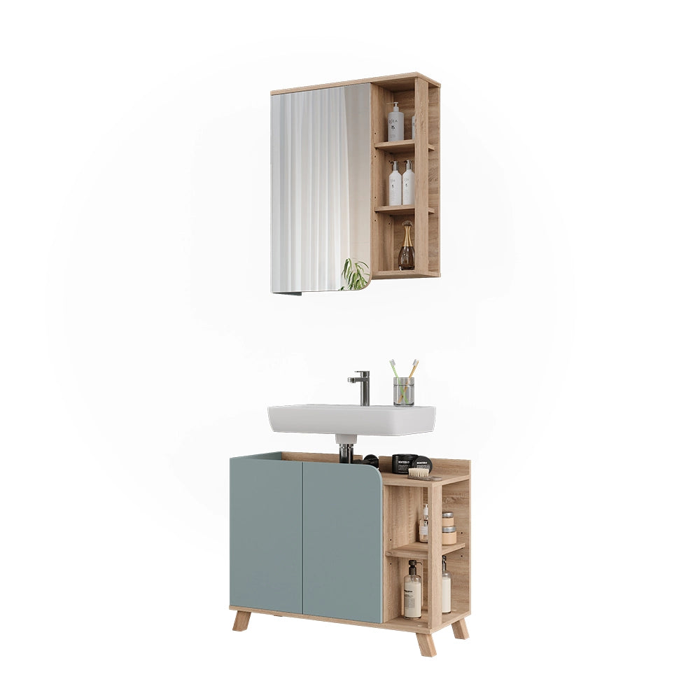 Vicco Set di mobili da bagno Sonoma/blu 2 parti